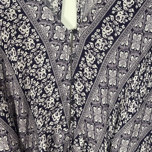 All In Favor XXL Shorts Romper Blue White Floral Print Boho Flowy Pockets Summer - Picture 9 of 11